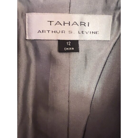 TAHARI Women's Sz 12 Tweed Suit Arthur S Levine Black Wht Wool Poly Blend Lined - Picture 6 of 16